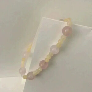 Rose quartz stretch bracelet with rose and yellow quartz beads